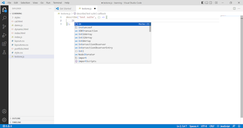 ES6 Mocha Snippets extension